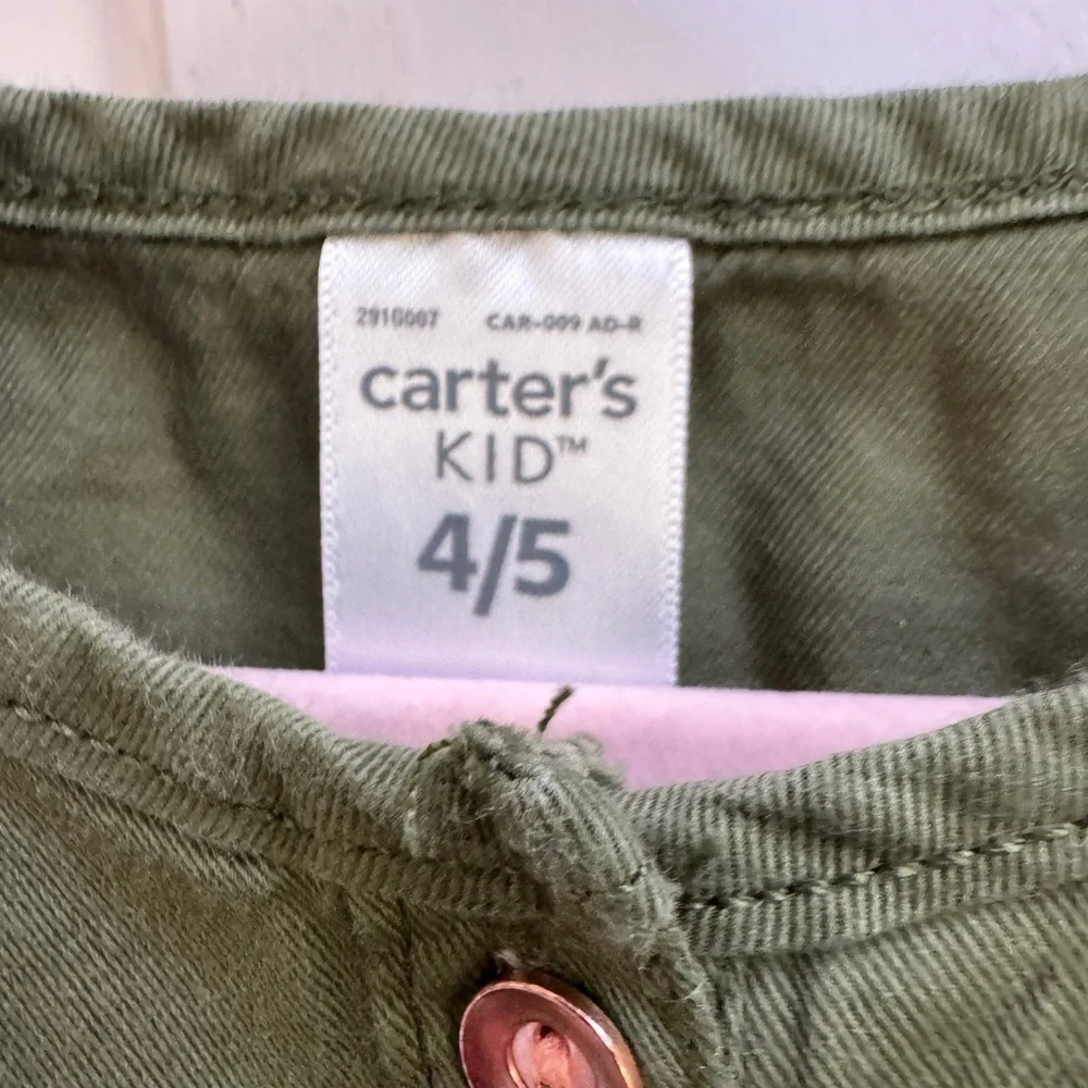 Carter's 4/5 Girls Green Pleated Button Down Sleeveless Dress